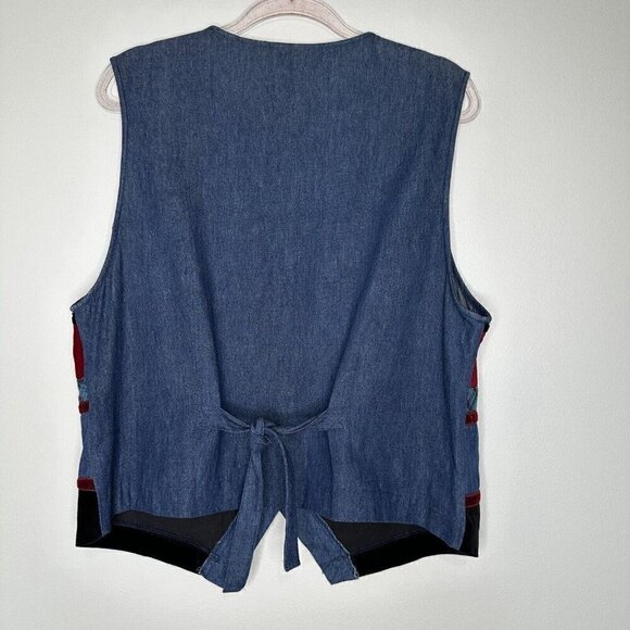 Vintage Denim Napa Valley Vest Blue Size L Patchwork - Picture 3 of 7